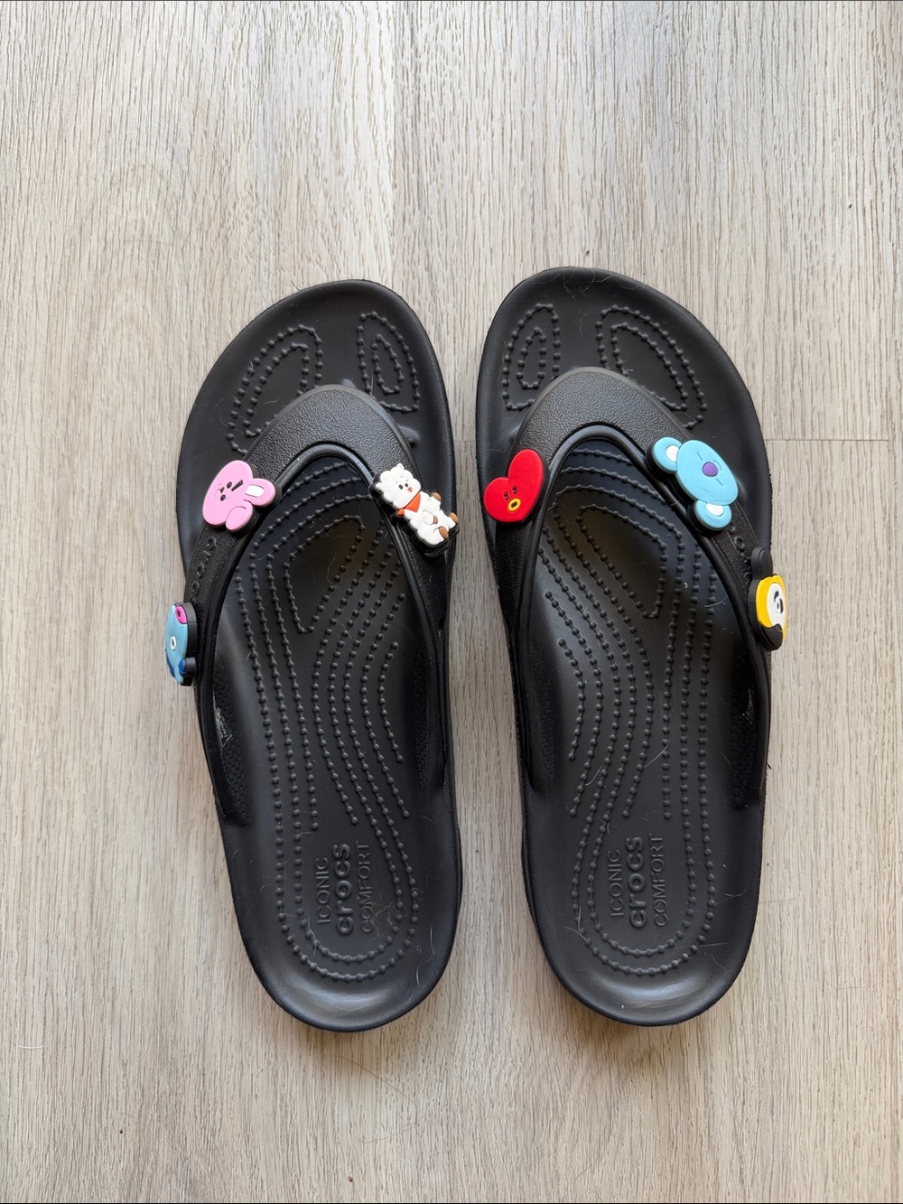 Crocs flip flops with BT21 charms